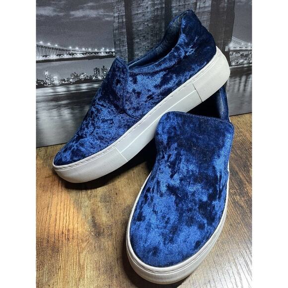 J Slides Blue Velvet Slip on Shoes‎ Women's Size 7 - Picture 1 of 7